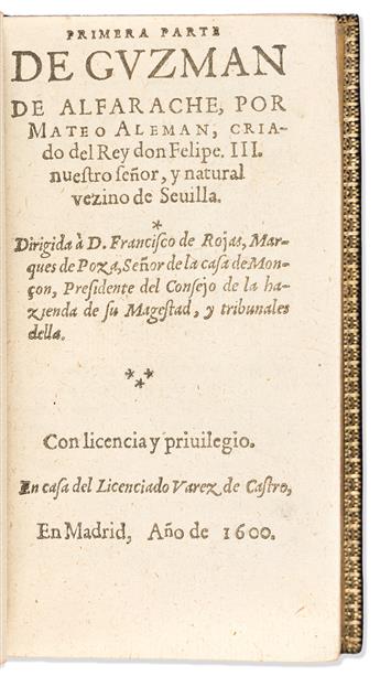 Alemán, Mateo (1547-1614) Primera Parte de Guzman de Alfarache.                                                                                  